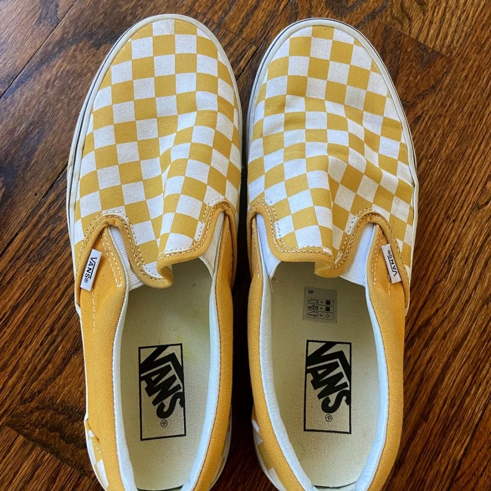 White and Yellow Checkered Vans